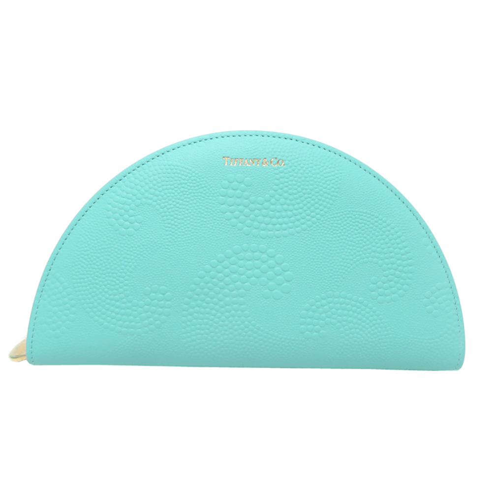 Tiffany & Co. Half Moon Clutch Wallet, Women's Long Leather, Blue